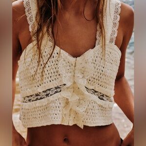 ZARA COMBINATION KNIT AND LACE TOP